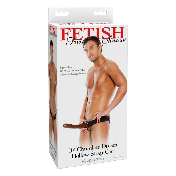 FETISH FANTASY 10IN CHOCOLATE DREAM HOLLOW STRAP ON