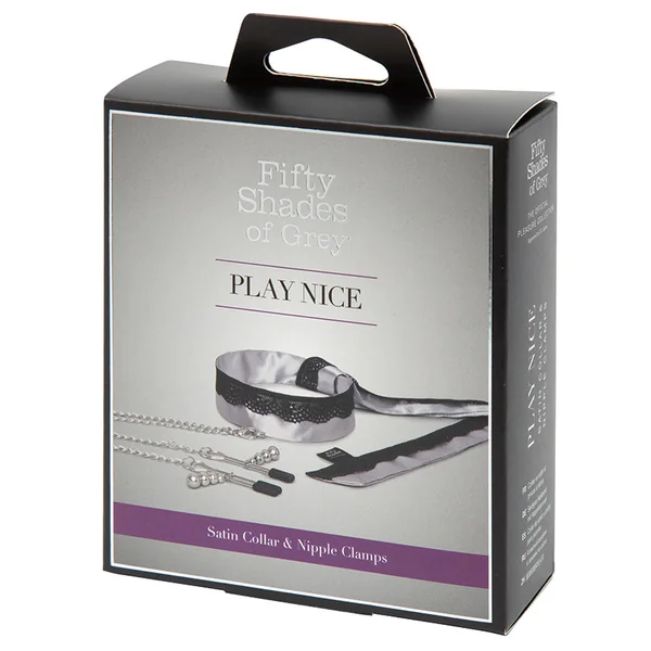 Fifty Shades of Grey Play Nice Satin and Lace Collar and Nipple Clamps