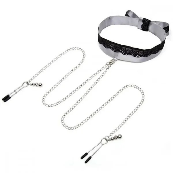Fifty Shades of Grey Play Nice Satin Collar & Nipple Clamps