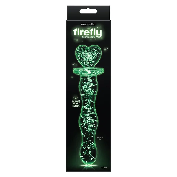 Firefly Glass Heart a Glow Dildo - Clear