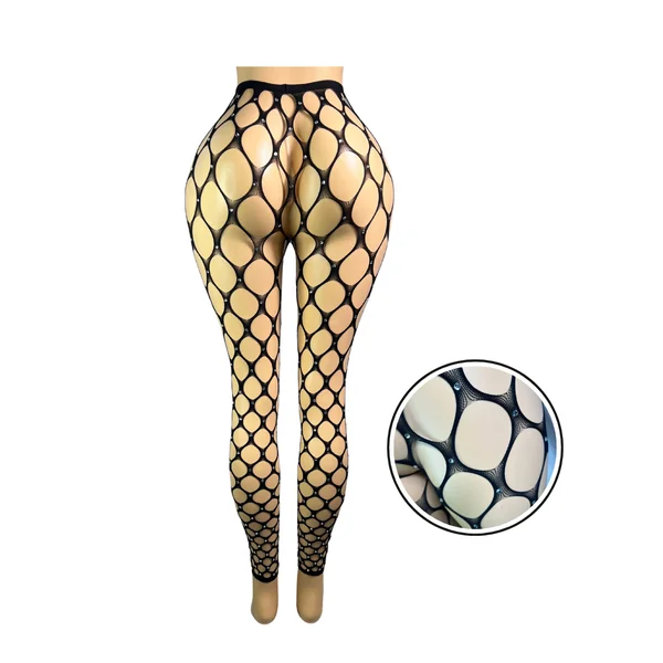 Fishnet Bighole Stockings W/Rhinestones -#004