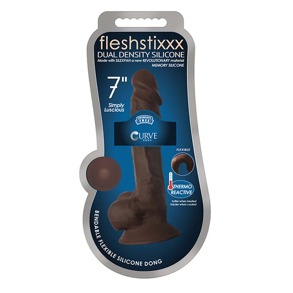 FLESHSTIXXX 7IN SILICONE DILDO W/ BALLS CHOCOLATE