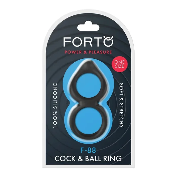 Forto F-88 Double Ring Liquid Silicone Cock Ring – Black