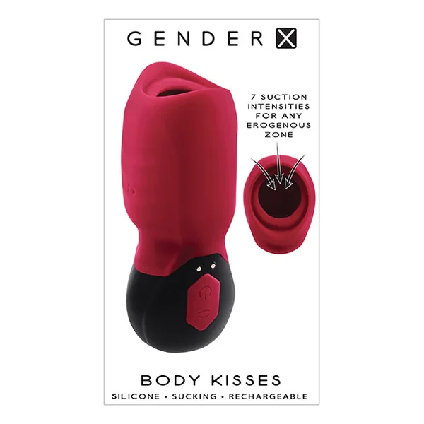 Gender X Body Kisses Vibrating Suction Massager - Red/black