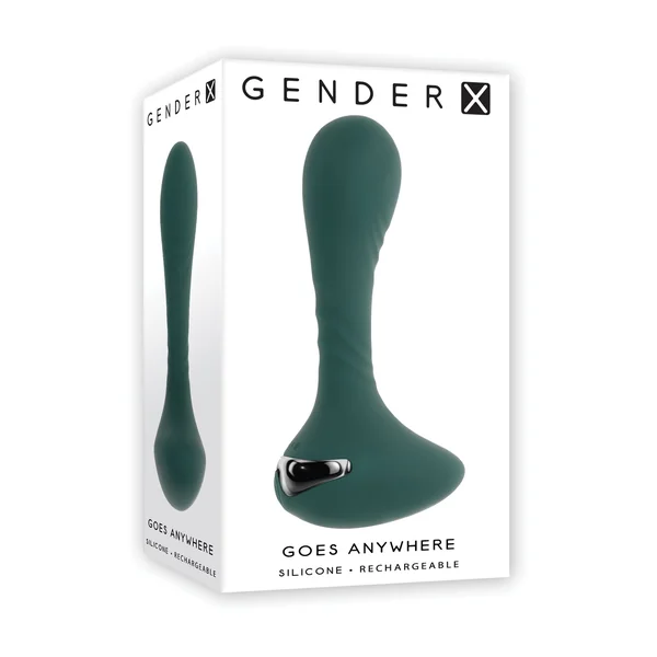 Gender X Goes Anywhere Vibrating Silicone Plug - Teal
