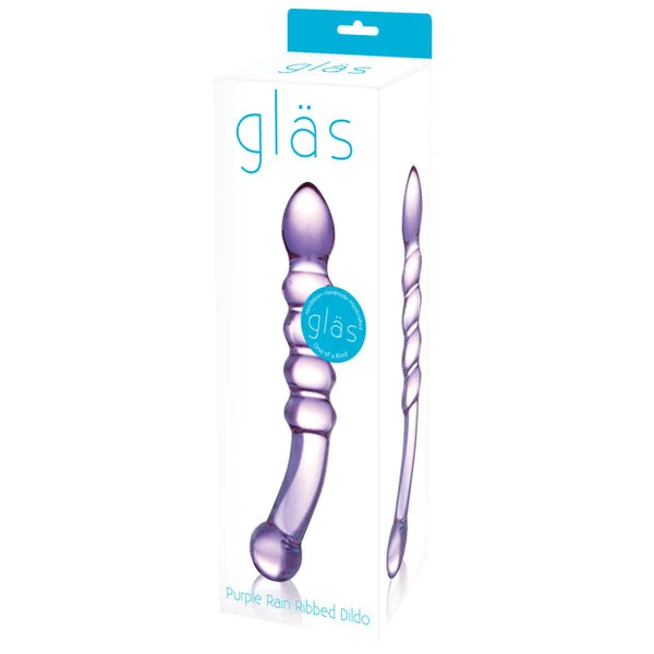 Glas Purple Rain Ribbed Glass Dildo