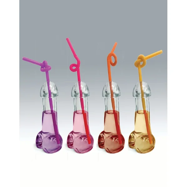 GLITTERATI PENIS 6OZ DRINKING GLASS PACK OF 4
