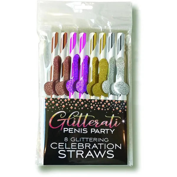 Glitterati Penis Party Straws 8pk by Little Geenie