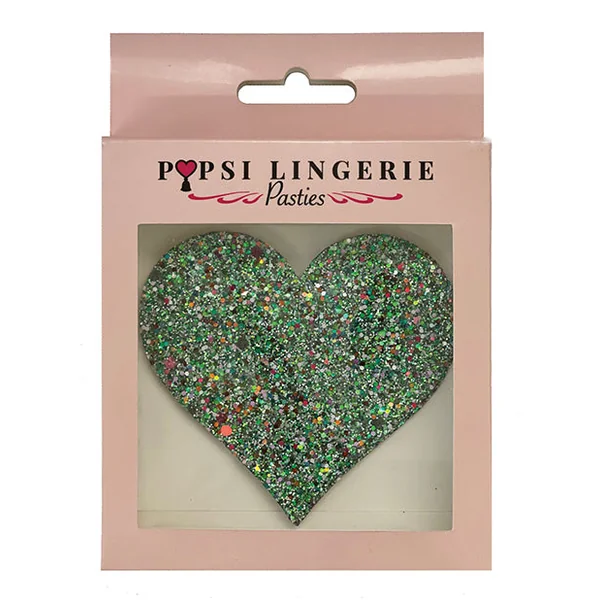 Glow In The Dark Glitter Heart Pasties - O/s
