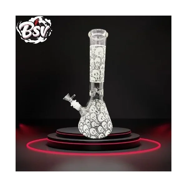 Glow In The Dark Skulls 13in Glass Waterpipe