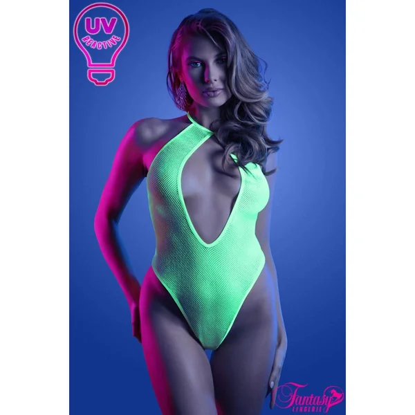 Glow UV Reactive Mesh Teddy by Fantasy Lingerie