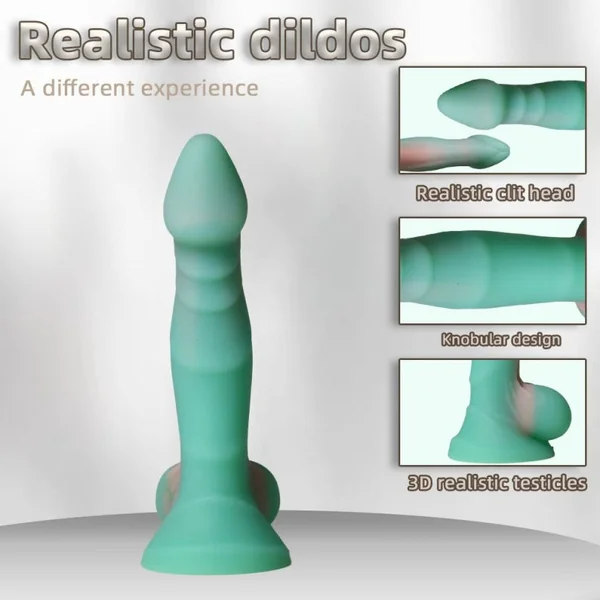 Green Silicone Fantasy Dildo with Suction Cup – Spiral Insertion Toy for Anal and Vaginal Stimulation
