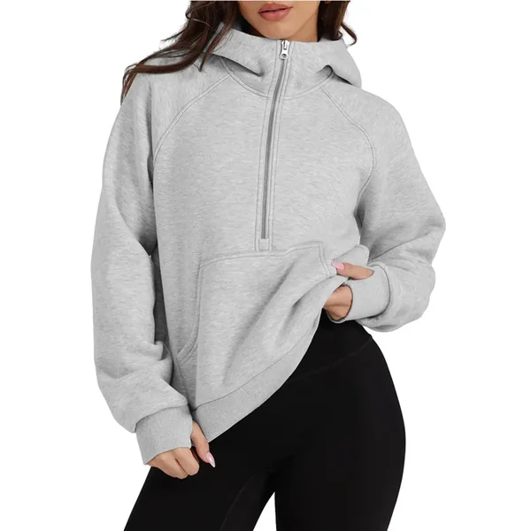 Half-Zip Hoodie with Kangaroo Pocket