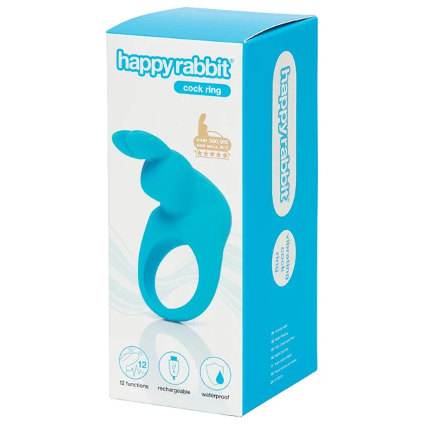 Happy Rabbit Rechargeable Rabbit Cock Ring - Blue