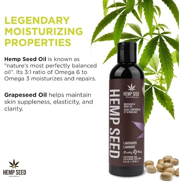 Hemp Seed Massage Oil Lavender 8oz