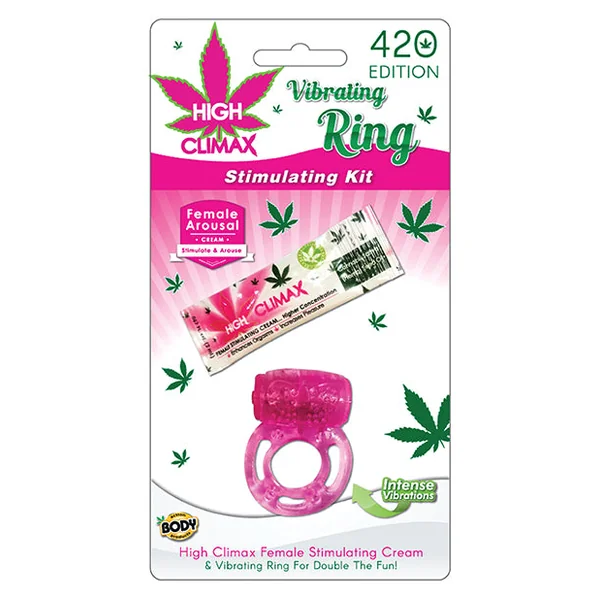 High Climax Vibrating Ring Stimulating Kit W-hemp Seed Oil - Pink