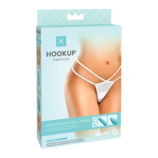 Hookup Panties Remote Bow Tie G String White
