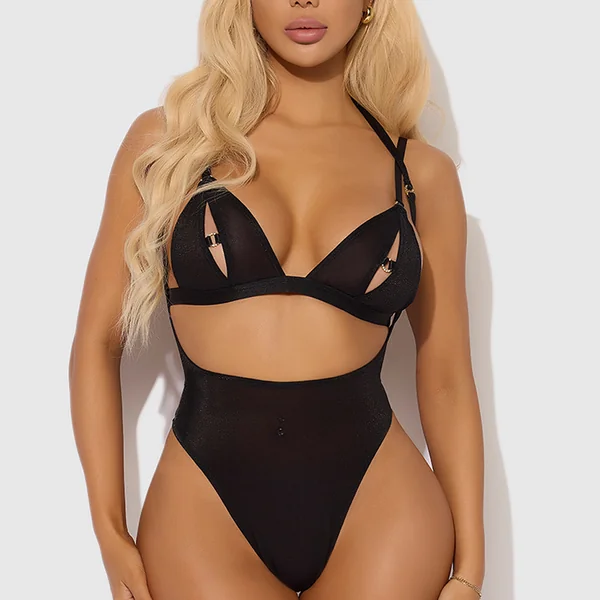 House of Desire Yasmine Split Cup Bra & Backless Teddy Set