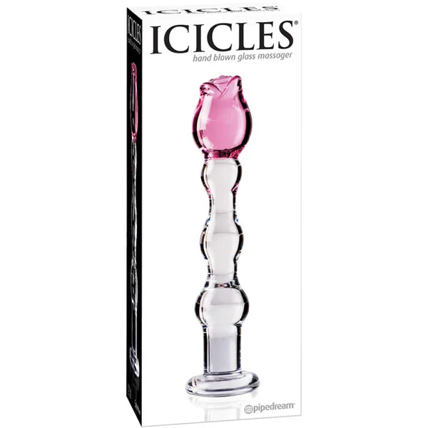 Icicles No. 12 Hand Blown Glass Massager - Clear W-rose Tip