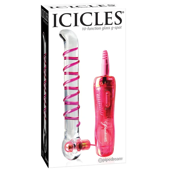Icicles No. 4 10 Function Vibrating Glass G-Spot - Pink 7"