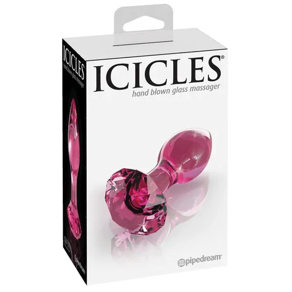 Icicles No. 79 Hand Blown Glass Diamond Butt Plug – Pink