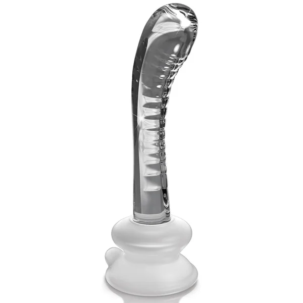 Icicles No. 88 Ridged Curved Glass G-Spot Wand With Suction Cup