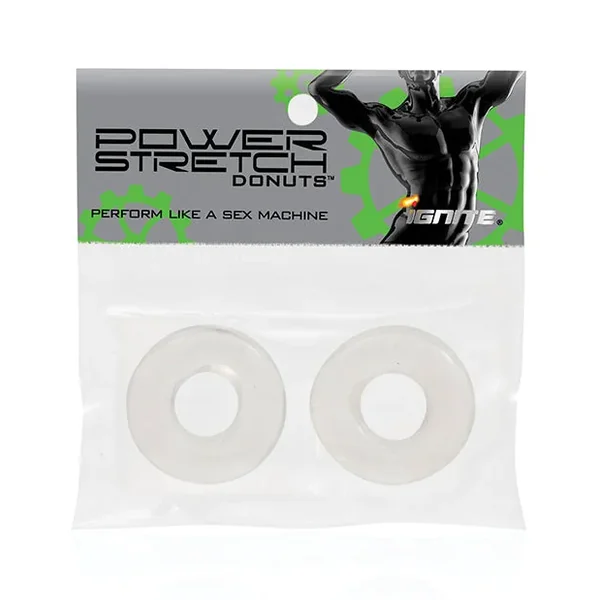 Ignite Power Stretch Donut Cock Ring – Clear Pack of 2