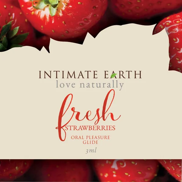 Intimate Earth – Natural Flavors Glide Lube Foil 3ml – Fresh Strawberries
