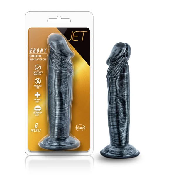 JET EBONY CARBON METALLIC BLACK DILDO