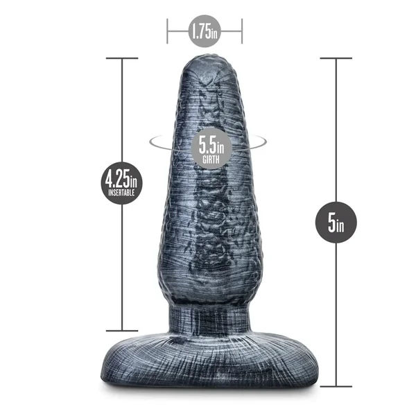 Jet Huge Butt Plug Textured Suction Cup Base Black