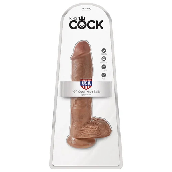 King Cock 10" Cock W-balls - Tan
