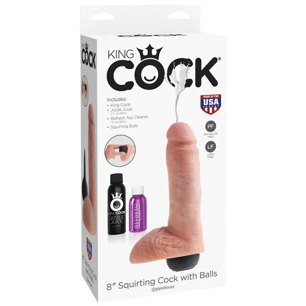 King Cock 8″ Squirting Cock with balls – Flesh