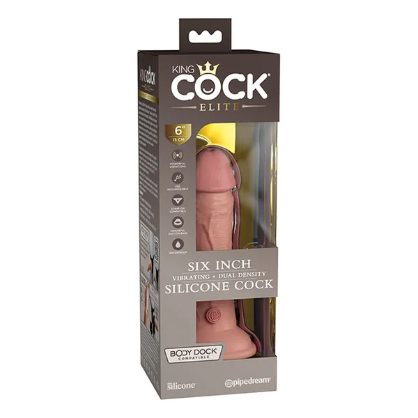 King Cock Elite 6" Dual Density Vibrating Silicone Cock