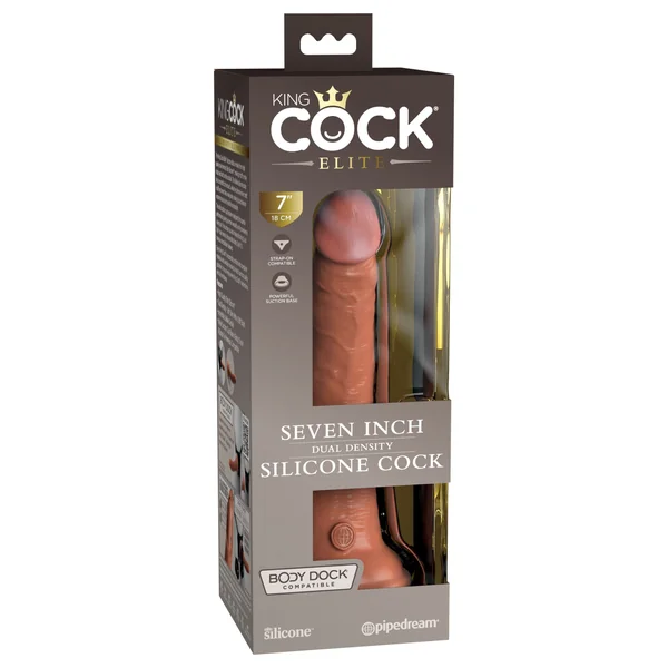 King Cock Elite 7 Inch Dual Density Silicone Cock - Tan