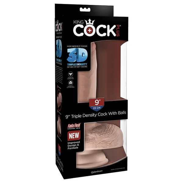 King Cock Plus 9" Triple Density Cock with Balls - Light