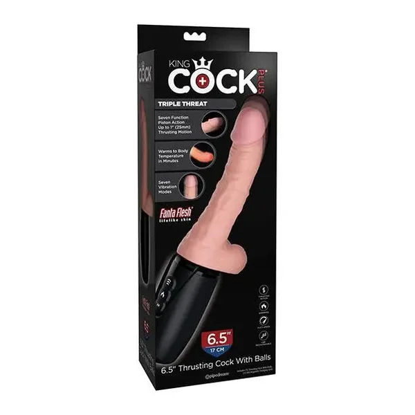 King Cock Plus Thrusting, Warming & Vibrating 6.5" Triple Threat Dong