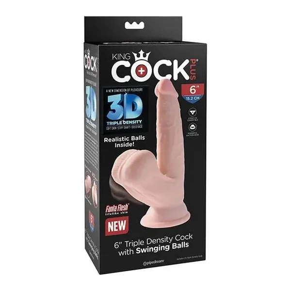 King Cock Plus Triple Density Cock W/swinging Balls - Ivory