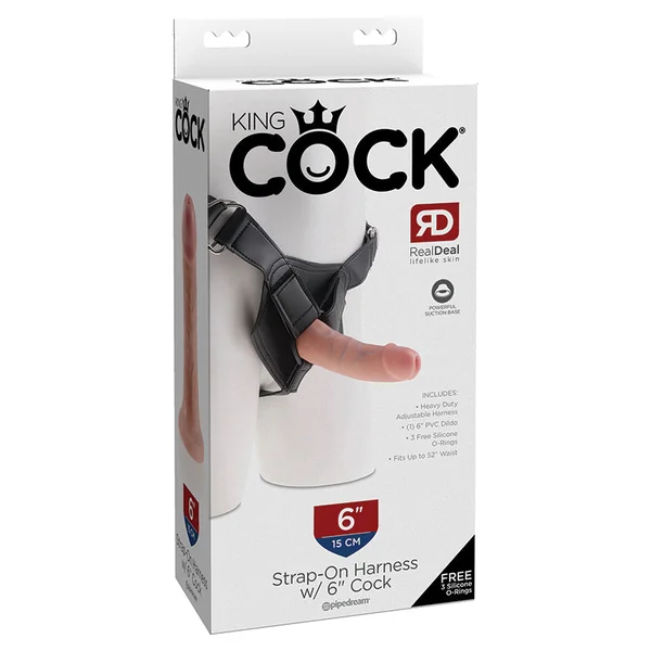 King Cock Strap on Harness with 6" Cock - Light