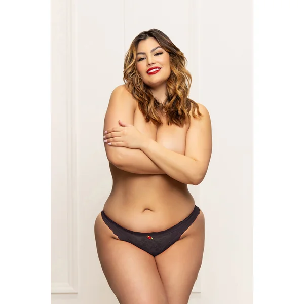 Lace Panty With Heart Cut Out Back - 3x/4x - Black