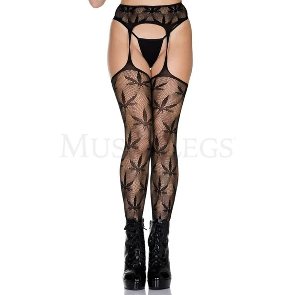 Leaf Suspender Pantyhose by Music Legs