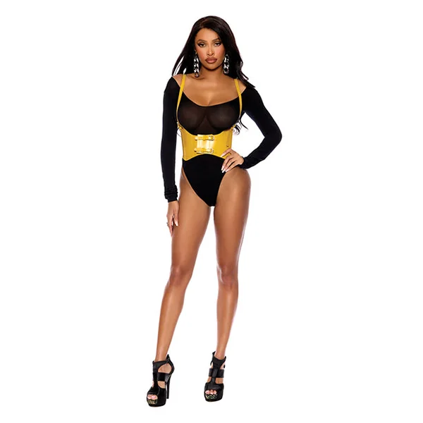 Leather Harness w/Adjustable Buckle Straps and Front Velcro Buckle Closure - Yellow 34