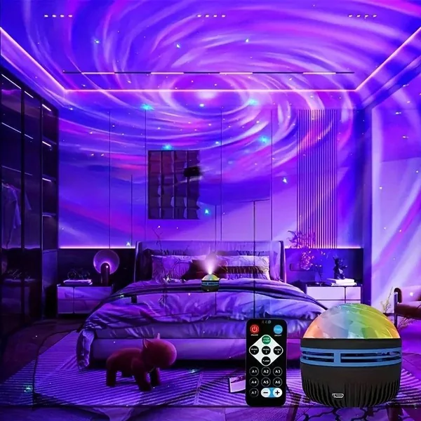 LED Galaxy Projector Night Light with Remote – USB Rechargeable Starry Sky Lamp, 7 Modes for Kids and Room Decor