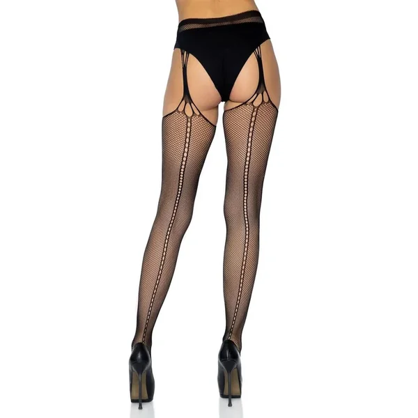 Leg Avenue Scale Net Suspender Hose – OS – Black