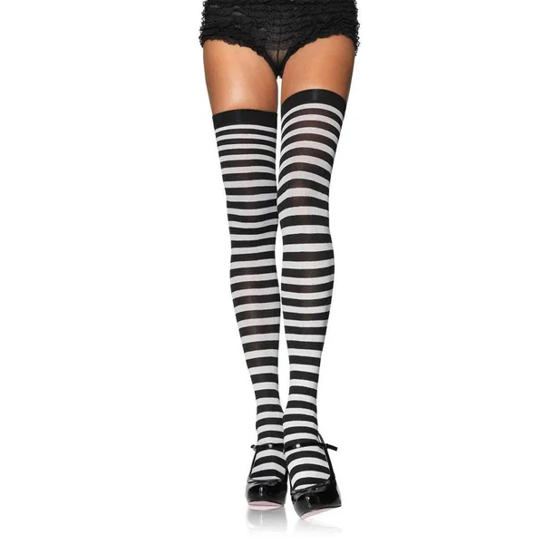 Leg Avenue – Stocking Nylon with Stripes – Black & White