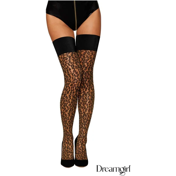 Leopard Stay Ups Stockings by Dreamgirl