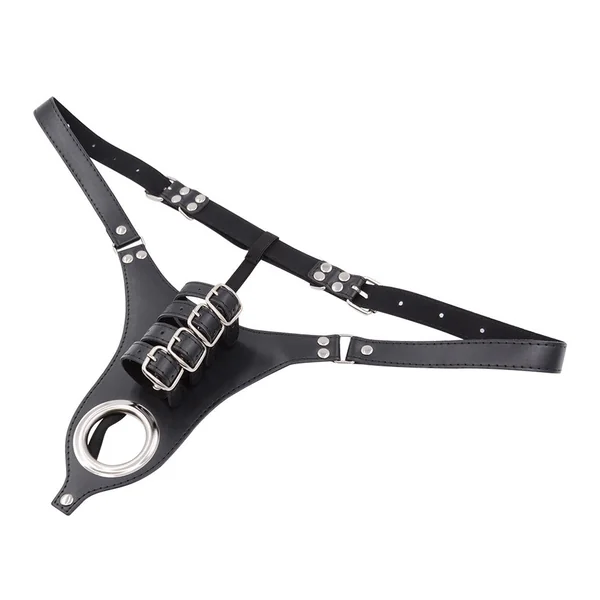 Leto Faux Leather Male Chastity Lock Pants