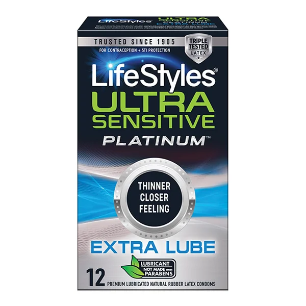 LIFESTYLES ULTRA SENSITIVE PLATINUM EXTRA LUBE 12 PK