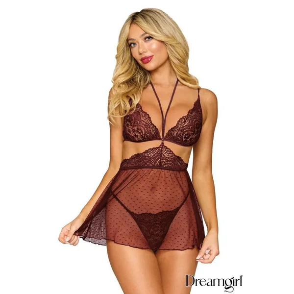 Lingerie Dreamgirl | Babydoll dentelle et mesh