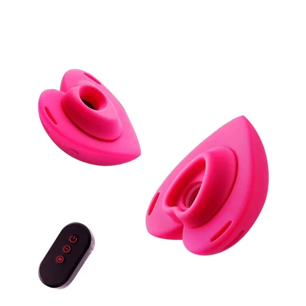 Lockink Pink Love-shaped Wearable Clitoral Suction Vibrator With Remote Control