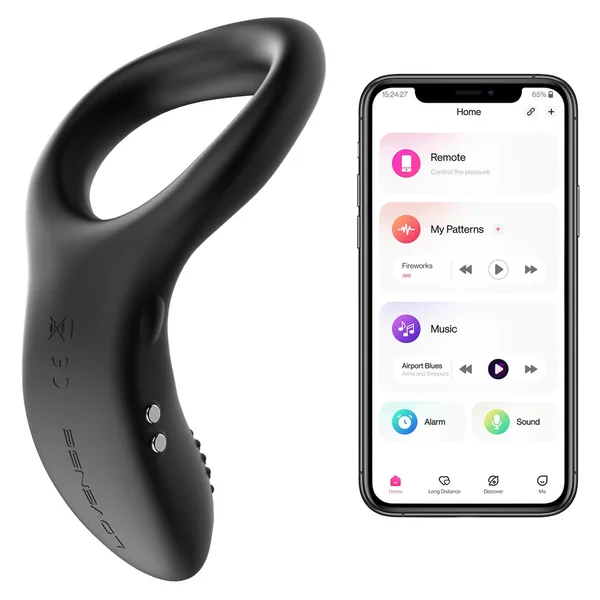 Lovense Diamo Bluetooth Vibrating Cock Ring With Perineal Arm